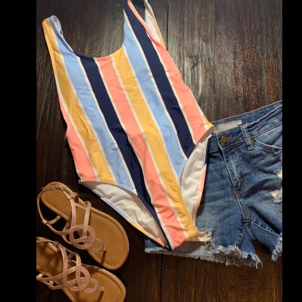 One piece striped suit